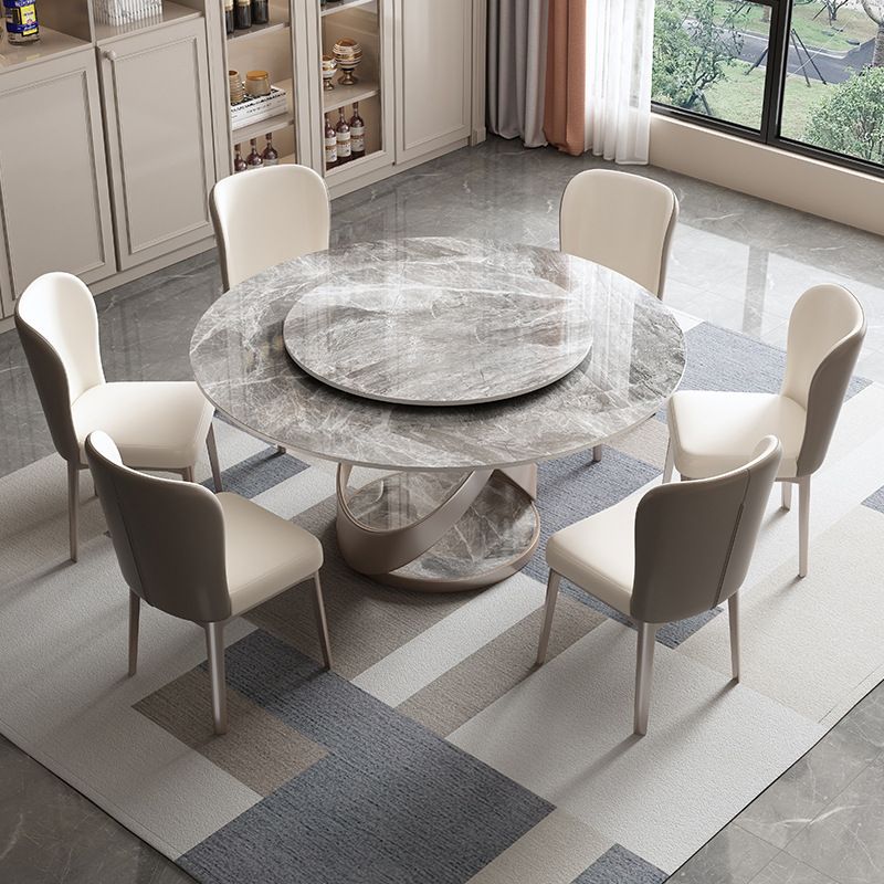 Stone Top Dining Table Round Modern Dining Table with Pedestal Base
