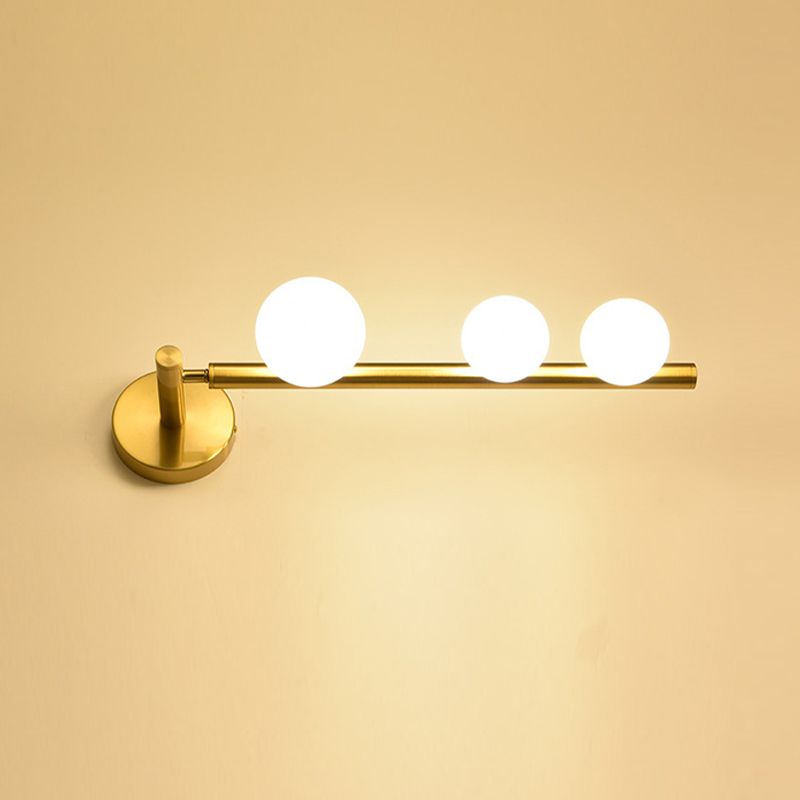 Ball Shape Vanity Lamp Modern Style Metal 3 Lights Bath Light in Black/Gold