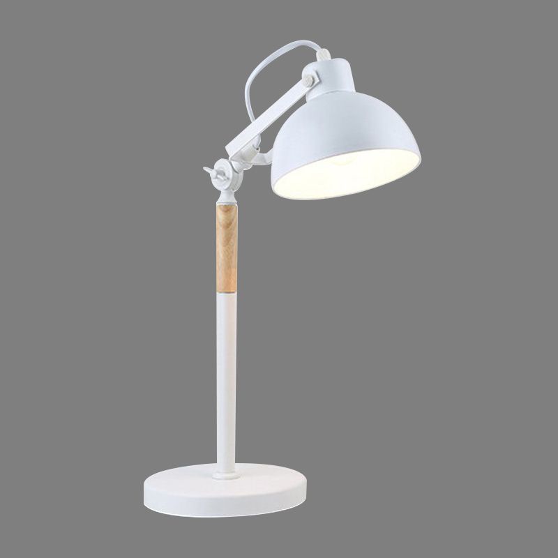 1 tête de bol de bol clair modernisme lampe de table de nuit en métal en blanc / noir avec nœud rotatif