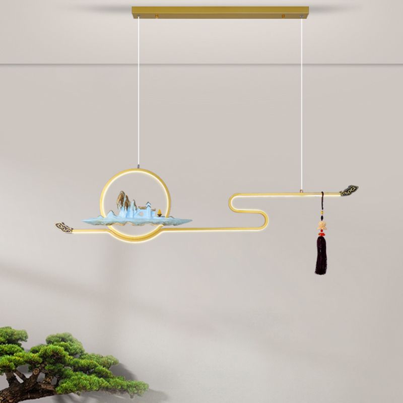 Resina luces colgantes colgantes chinas lámparas colgantes lineales modernas para comedor