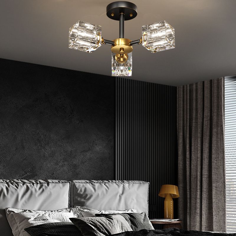 Plafonnier Crystal Simplicity, lampe encastrée à plusieurs têtes pour chambre à coucher