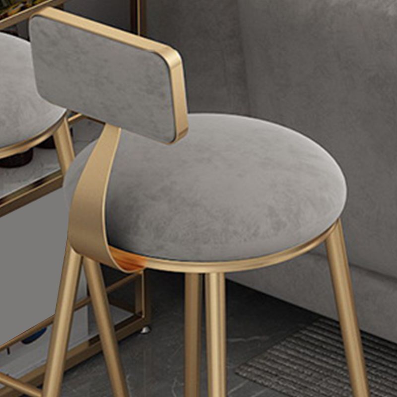 Metal Base Backrest Dining Stools Glam Round Bar Stools with Cushion