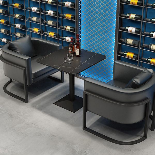 Mesa de comedor de piedra sinterizada de estilo industrial, mesa de cocina, mesa negra con base de metal