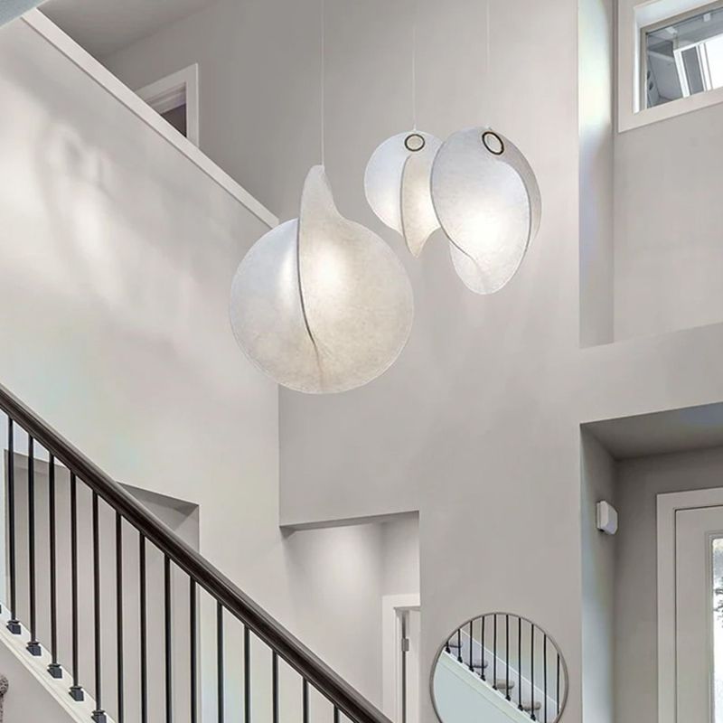 Wit moderne hanglamplichteranatuur 1-licht zijdehanglicht voor trappen