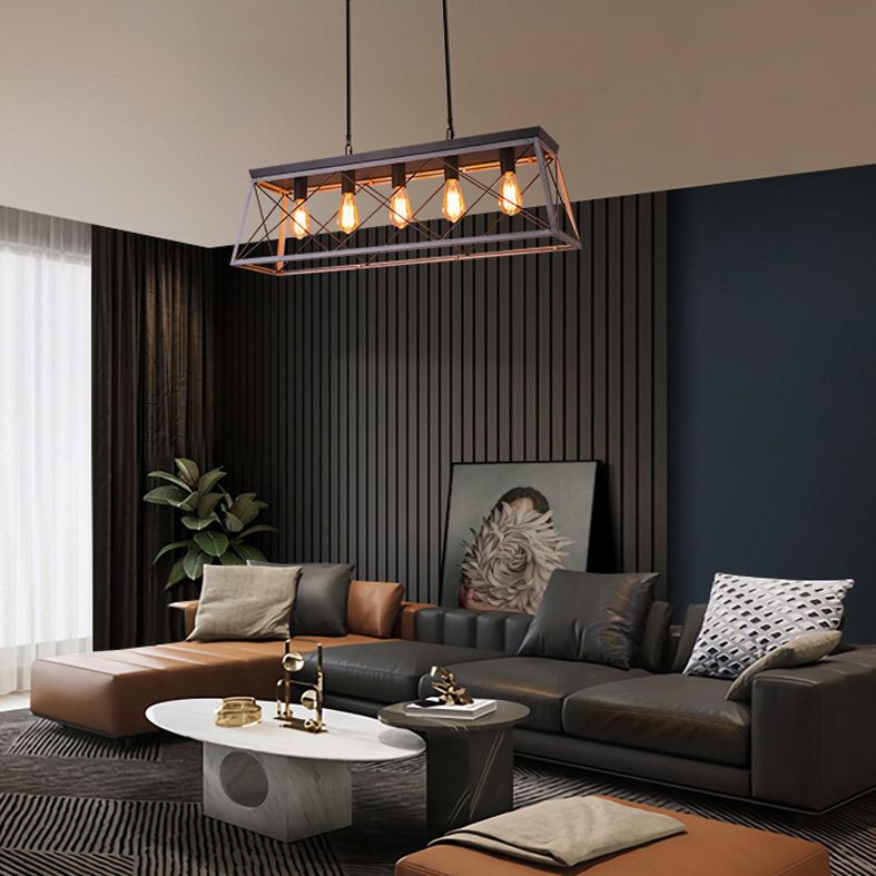 Rettangolo Hanging Island Lights INDUSTRIAL Iron INDIPENT ALLIMINE PER RISTATORE