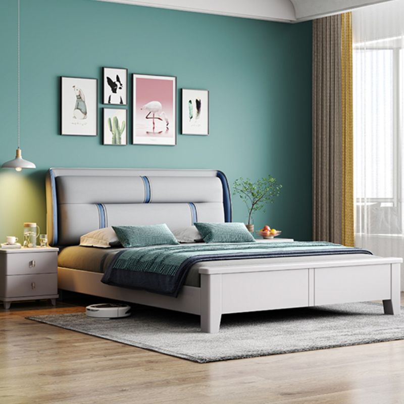 Contemporary Pine Wood Mattress Included with Headboard Rectangular Panel Standard Bed