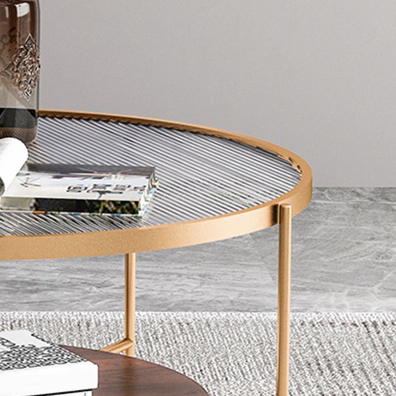 Contemporary Round with Storage Shelf Metal 4 Legs Coffee Table