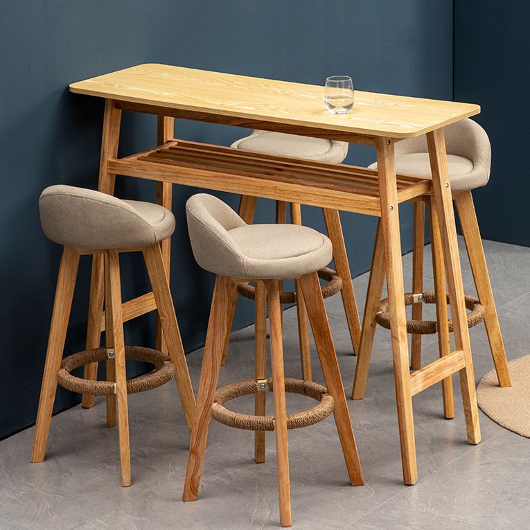 Modern Rubberwood Reception Stool Matte Finish Upholstered Bar Stools