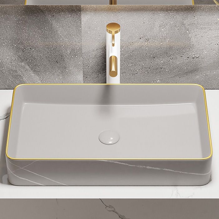 Rectangular Trough Sink Modern Simple Porcelain Trough Bathroom Sink