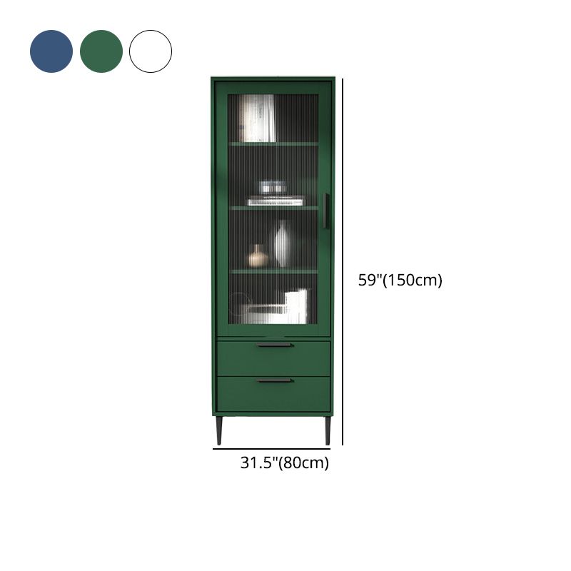 11.8" W Contemporary Bar Pulls Accent Chest in White/ Blue/ Green with Steel Legs
