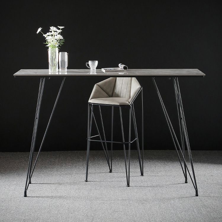 Modern Bar Table Set 1/2/3 Pieces Rectangle Stone Counter Table with High Stools