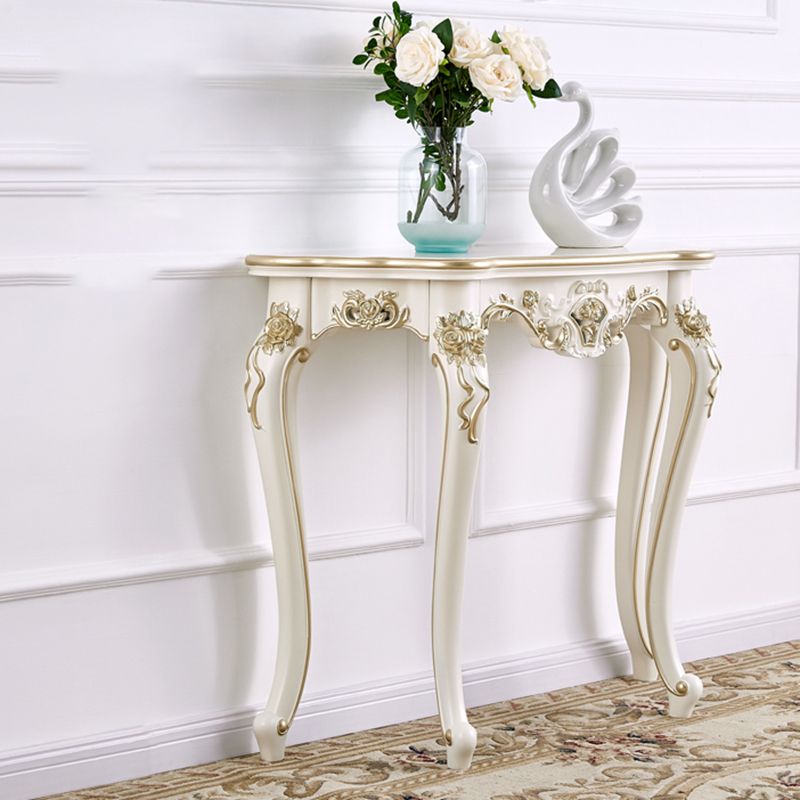 Victorian Hall 4 Legs Solid Wood Half Moon Console Accent Table