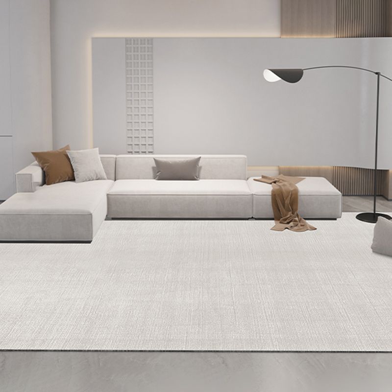 Minimalist Rug Beige Polyester Carpet Stain Resistant Rug for Living Room
