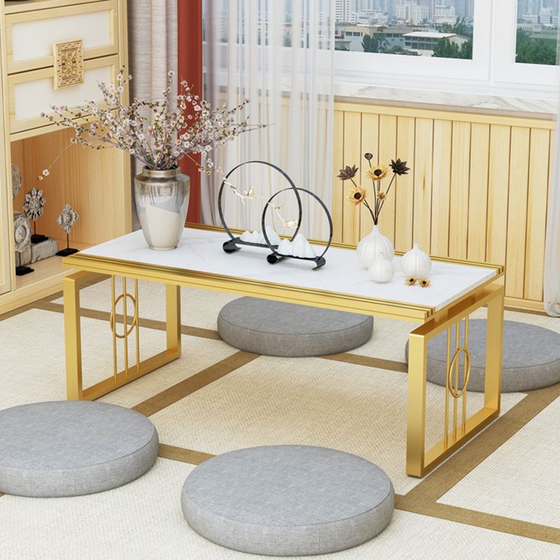 Rectangular Stone Top Coffee Table, 11.81" H Sled Cocktail Table