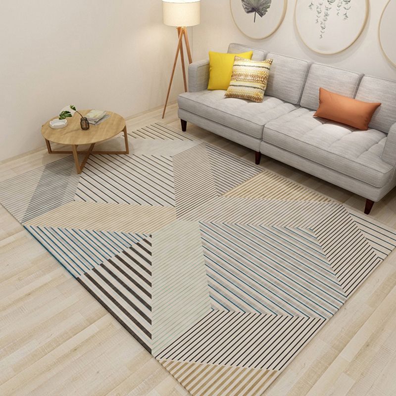 Aesthetics Modernist Rug Soft Color Geometrical Patterned Carpet Stain Resistant Rug for Home