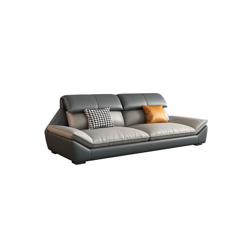 Contemporary Grey Faux Leather Sectional Pillow Top Arm Stain-Resistant Sofa and Chaise
