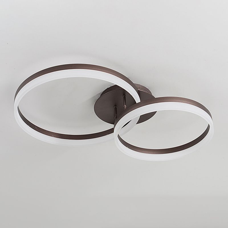 Metal Round Flush Mount Ceiling Light Modern Multi-Lights Flush Mount Ceiling in Brown