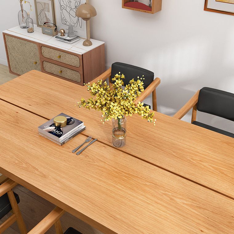 Pine Wood Dining Table Contemporary Table with Double Pedestal Base