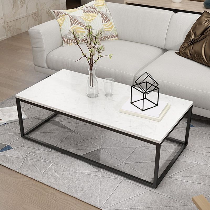 Stone Rectangular Coffee Table and Frame Coffee Table Glam Style