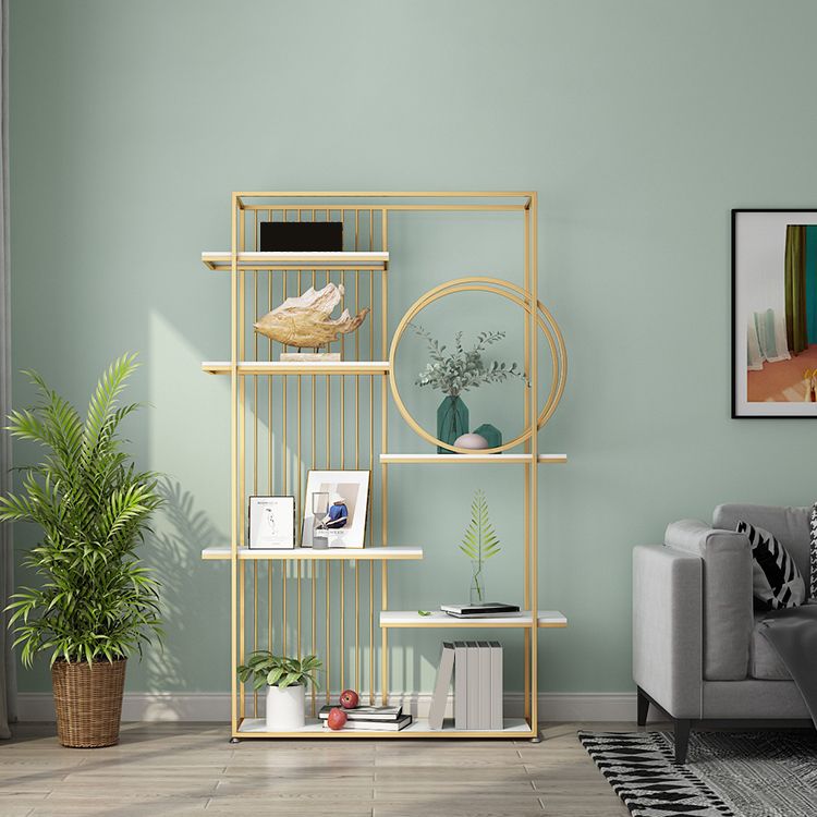 Glam Style Open Bookshelf Metal 6-shelf Bookcase for Home Office