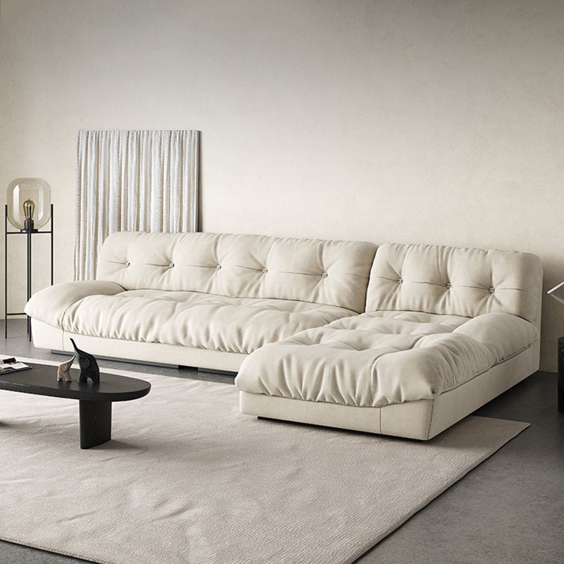 Modern Tufted Back Sofa Sectional Cream Armless Sofa and Chiase