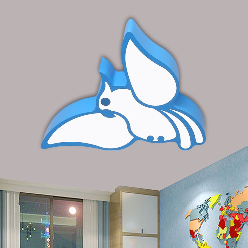 Acrylic Flying Parrot Flush Light Children Style Red/Pink/Blue LED Flush Mount Ceiling Fixture