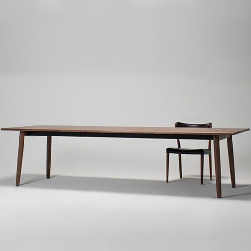 Contemporary Solid Wood Brown Table Rectangle Standard Dining Table for Kitchen