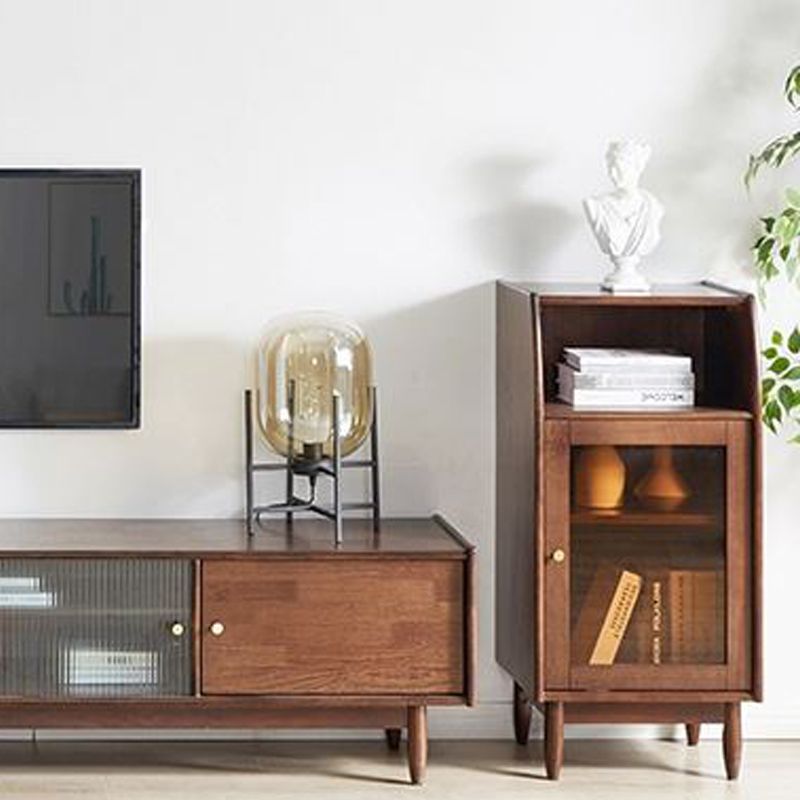 17.7" Wide Solid Wood Accent Cabinet 1 - Shelf and 1 - Door Glass Paned Chest