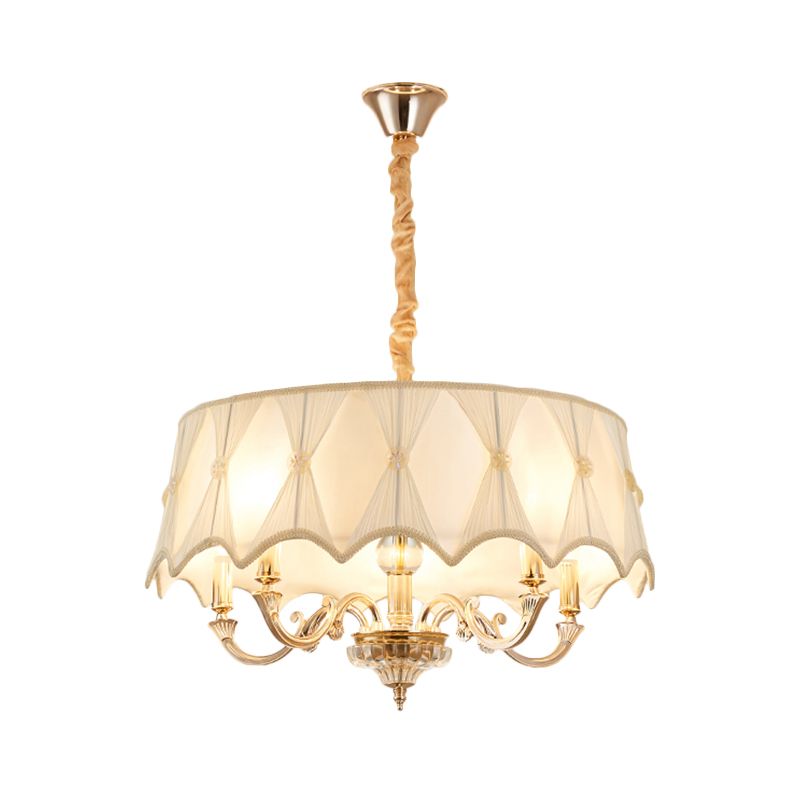 4-Licht-Stoff hängende Kronleuchter nordisch weiße Trommel Wohnzimmer Anhängere Leuchte