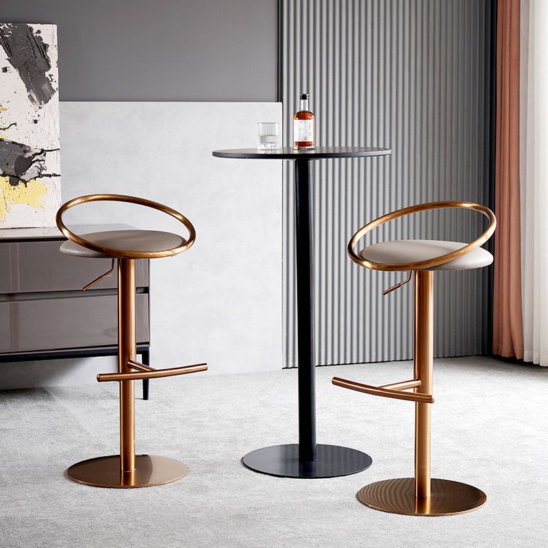 Glam Leather Bar Stool Metal Base Counter Stool for Living Room