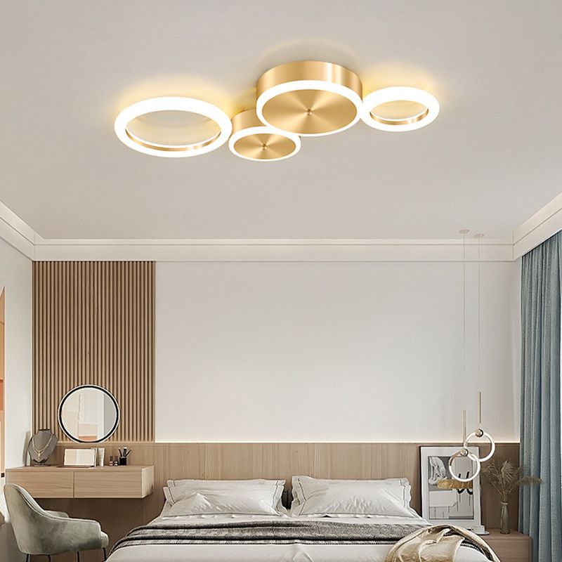 Gepolijste gouden ring inbouw minimalistische acryl LED-plafondlamp voor woonkamer