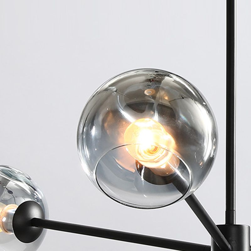 Zwarte moderne stijl kroonluchter licht rookgrijs schaduw 6 lichten verlichtingsarmaturen
