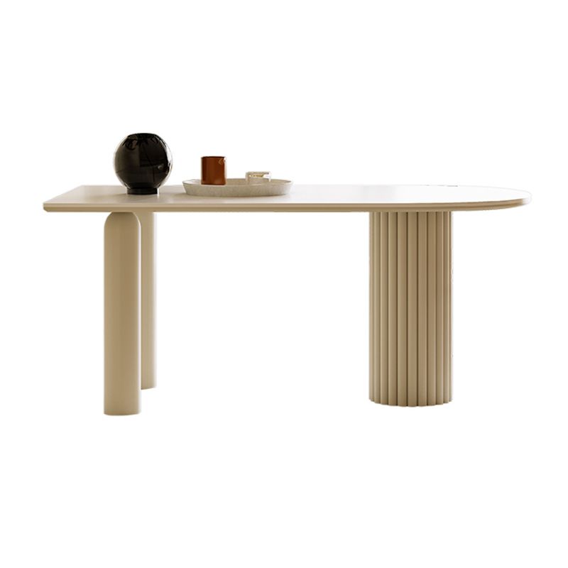 White Modern Dining Table Sintered Stone Dinner Table for Dining Room