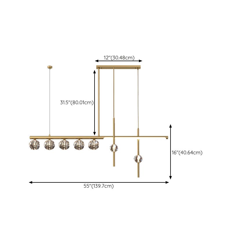5/6/7/8-Light Kitchen Island Lighting Golden Modern LED Island Pendant Lighting