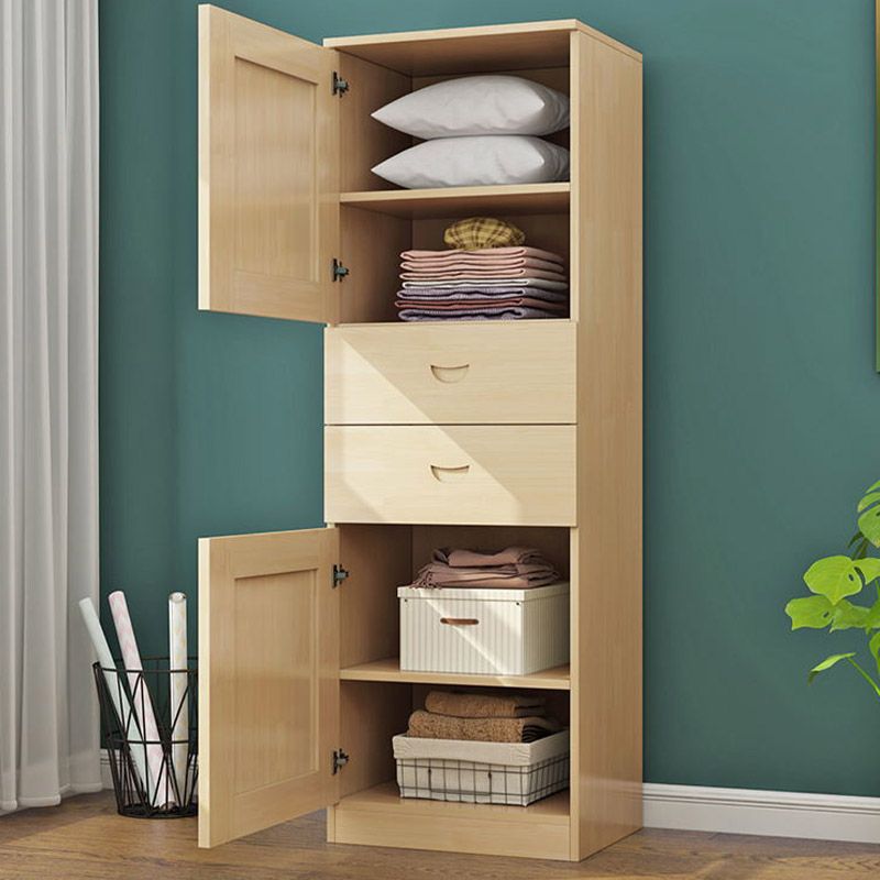 Contemporary Style Wardrobe Armoire Wooden Wardrobe Closet with Door and Drawer