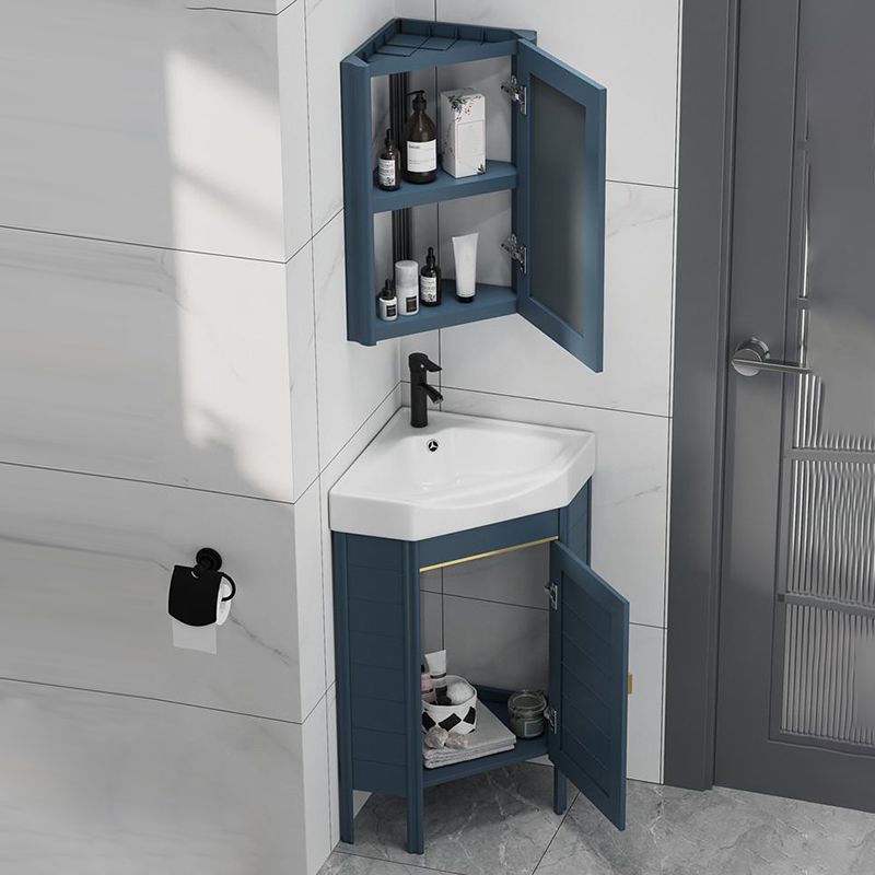 Gorgeous Sink Cabinet Blue Tone Free-standing Corner Bathroom Vanity