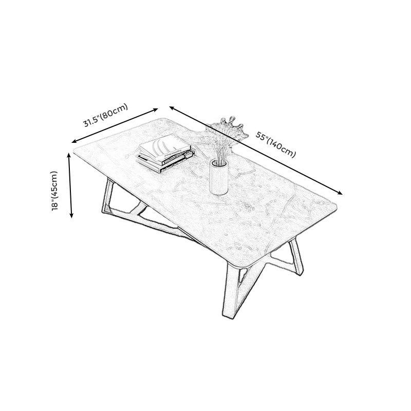 Trestle Marble Cocktail Table Contemporary Rectangular Coffee Table