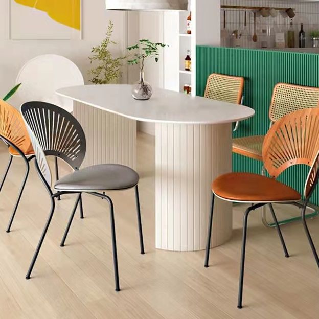 Solid Wood Contemporary Free Form Dining Table Marble Top Table for Dining Room