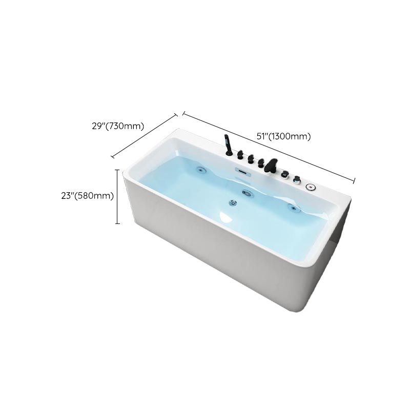 Modern Rectangular Bath Tub with Drain and Overflow Trim Bathtub