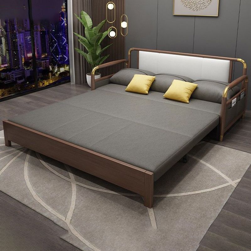 23.6"H Faux Leather Square Arm Convertible Sleeper Sofa for Living Room