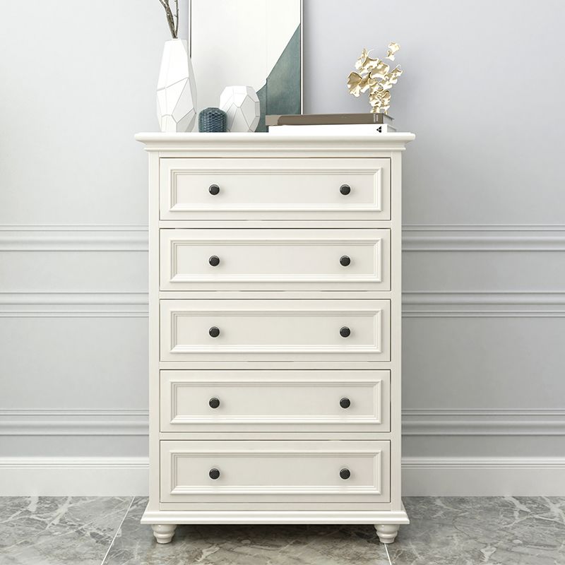 Modern White Vertical Wood Storage Chest with Drawers for Home