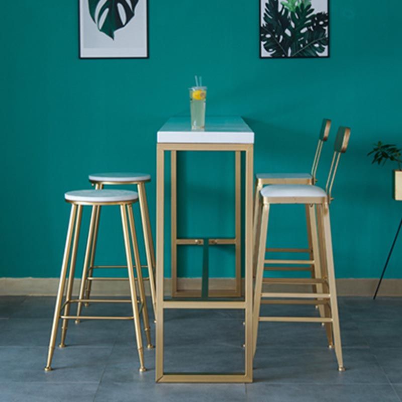 Glam Style Bar Table Gold Pedestal Pub Table for Living Room
