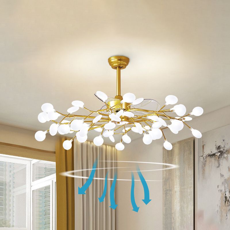 3-Blade Acryl Firefly Deckenlüfter Leicht minimalistische LED-Semi-Flush für Wohnzimmer