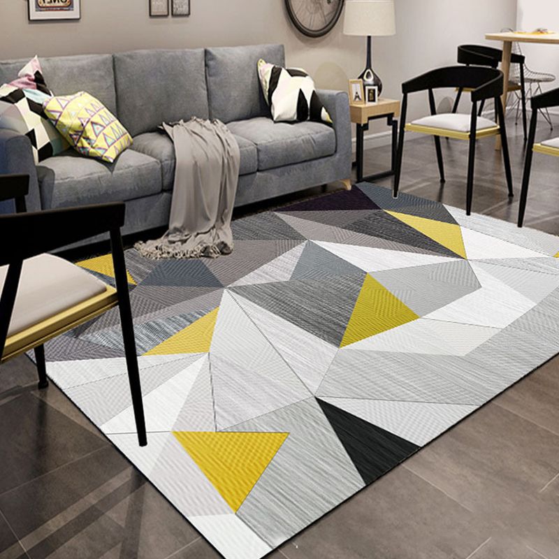 Nordic Hotel Area Rug Multi Colored Geometric Indoor Rug Synthetics Anti-Slip Stain Resistant Washable Rug