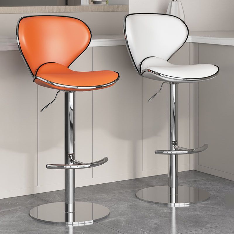 Glam Style Upholstered Bar Stools Swivel Adjustable Height Bar Stool with Chrome Base