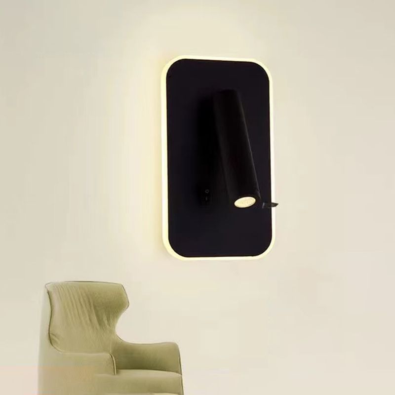 Modernist Wall Light Fixture Metal Black and White Wall Sconce for Bedroom