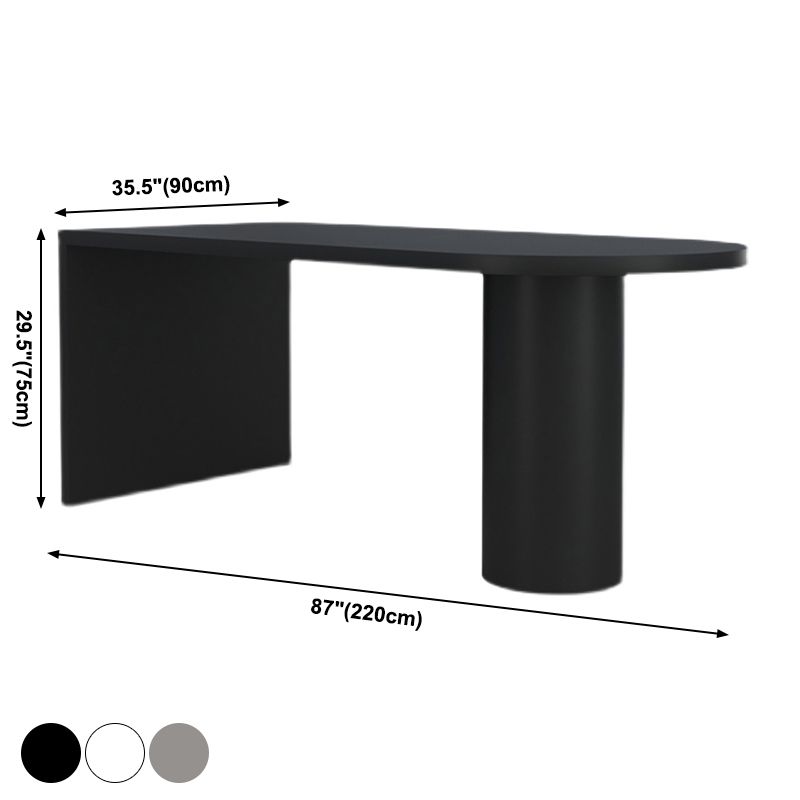 Minimalist Kitchen Irregular Shape Dining Table Solid Wood Dining Table with Double Pedestal Bases