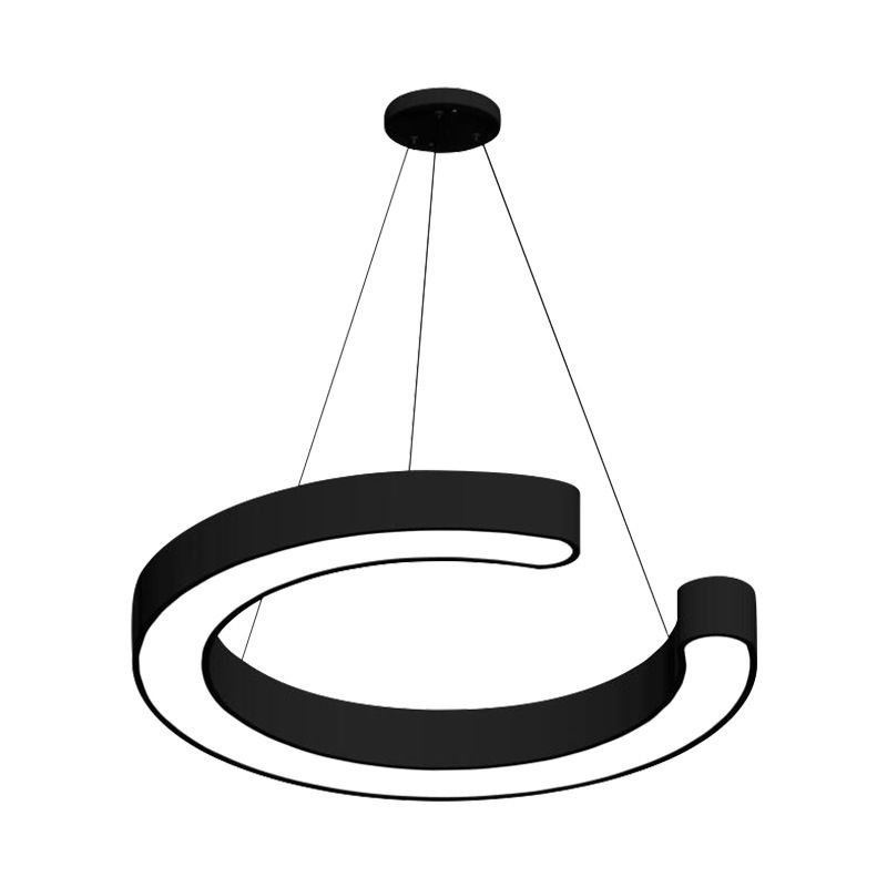 Black 1 Light Round Pendant Lamp Modern Minimalist LED Metal Hanging Lamp for Office