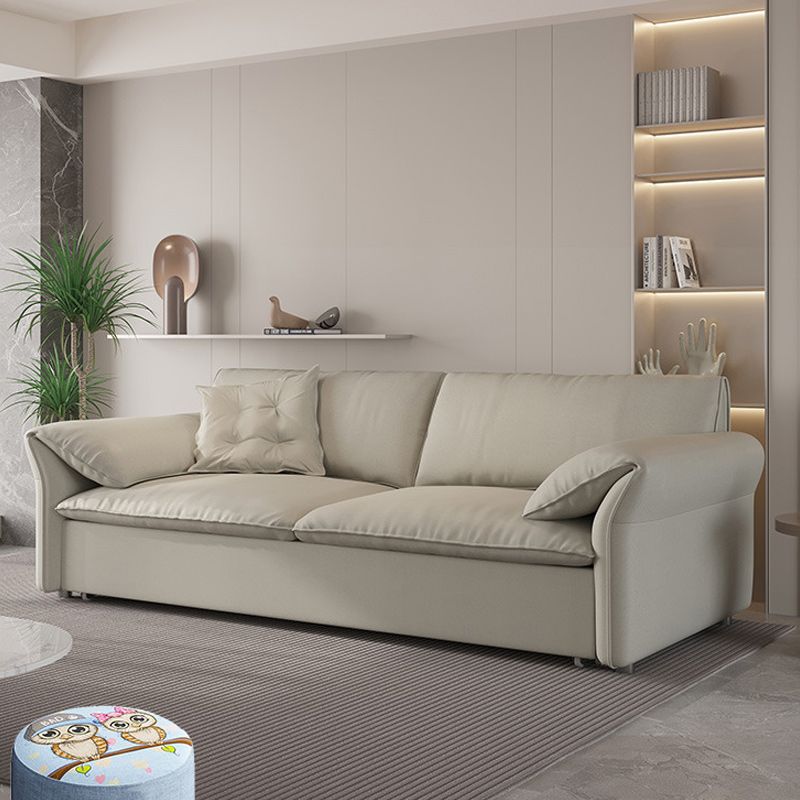 Scandinavian White Futon Sleeper Sofa Pillow Back Futon and Mattress with Storage