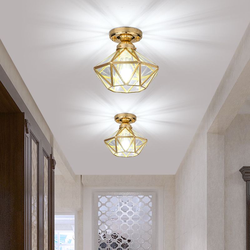 Glass Semi Flush Mount Lighting Vintage Style Shaded Aisle Semi Mount Lighting